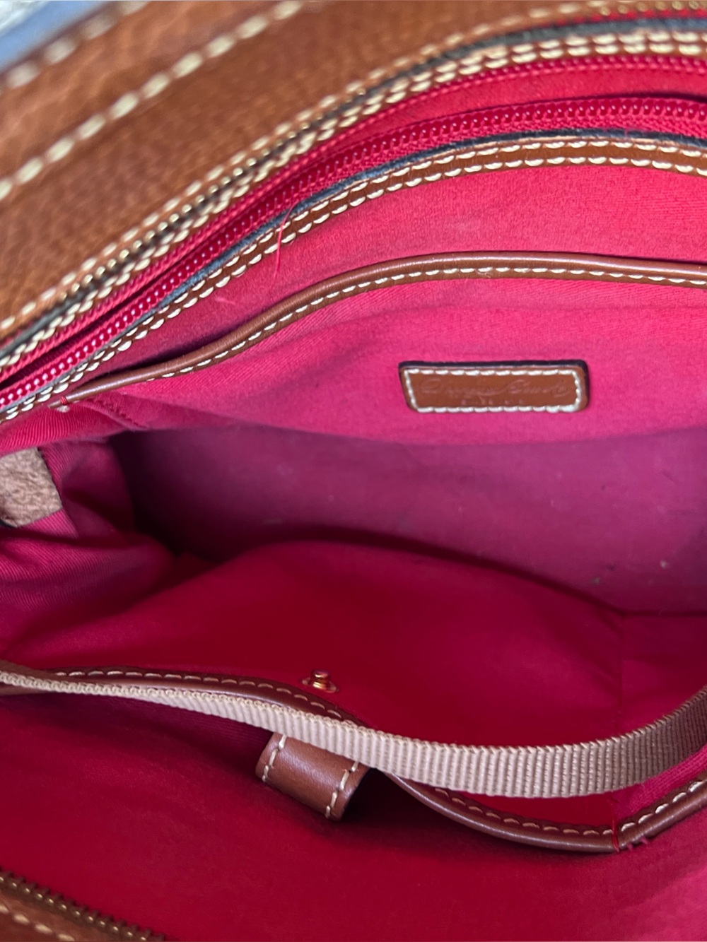 Dooney & Bourke Cognac Pebbled Leather Tote Shoulder Bag - Picture 8 of 12
